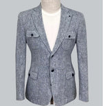 Linen Safari Jacket - Grey/Blue