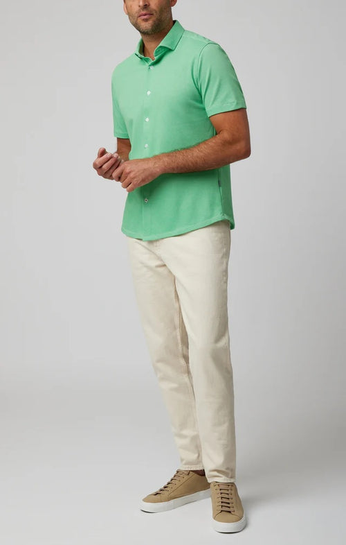 2-Tone Pique Short Sleeve Shirt - Bright Green