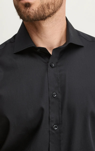 Spread Collar Dress Shirt- Black – dolce MODA