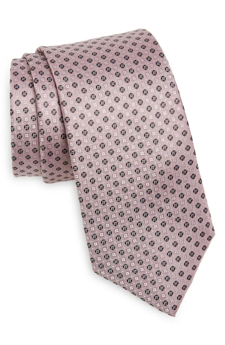 Diamond Geo Silk Tie - Pink