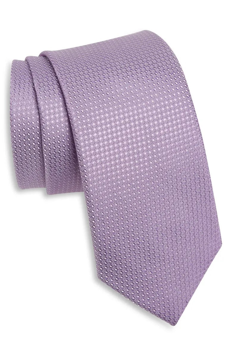Solid Textured Silk Tie - Light Pink