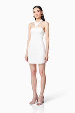 Halter Mini Dress with Pearl Detail - Ivory