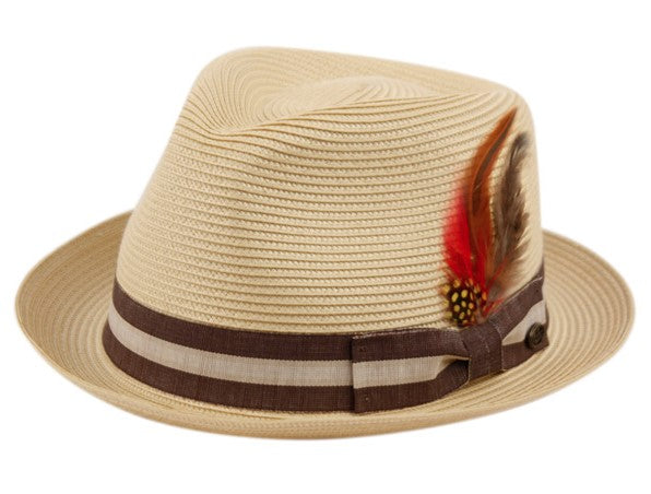 Braided Fedora with Feather - Beige