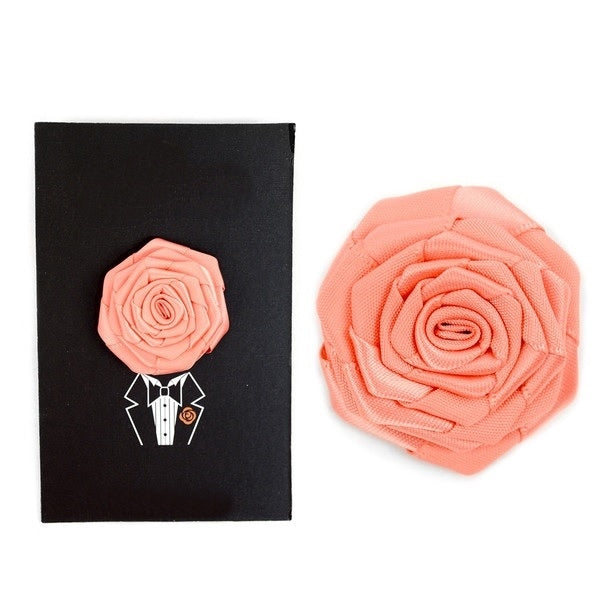 Solid Floral Lapel Pin- Coral