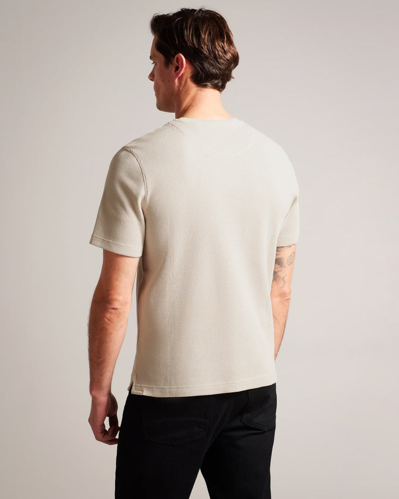 Regular Fit Textured T-Shirt - Stone