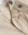 Slim Fit Check Linen Blend Shorts - Taupe