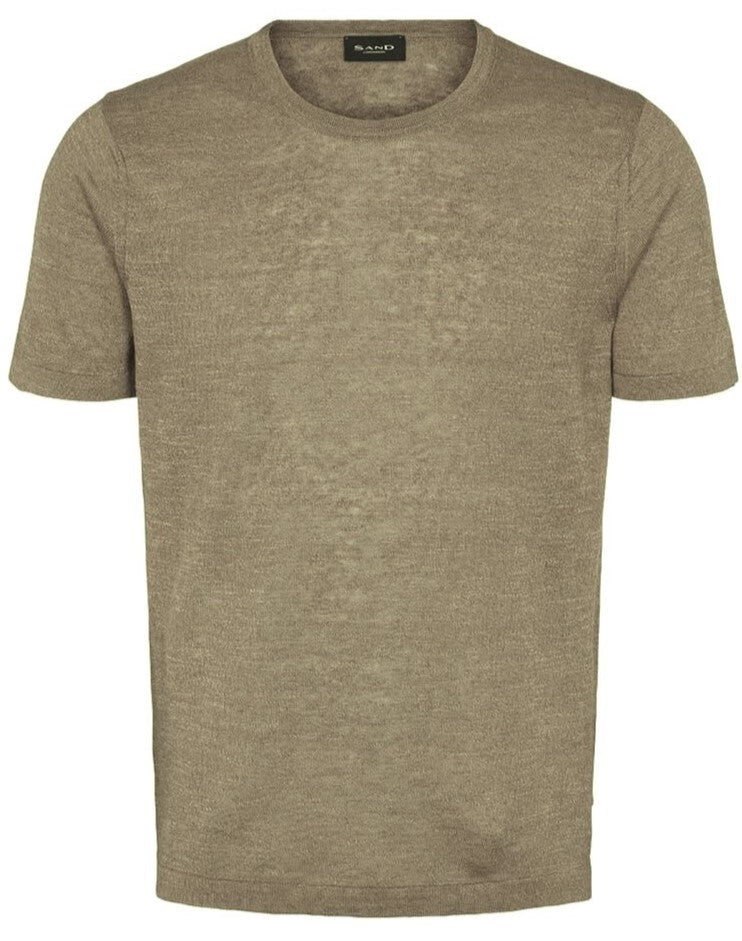 Linen Crewneck T-Shirt - Khaki