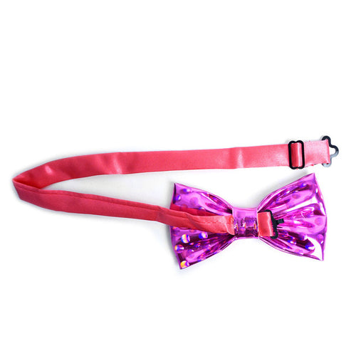 Metallic Banded Bow Tie - Fuchsia