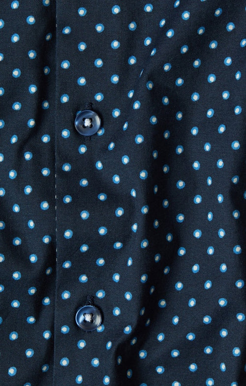 Painted Dot Print Long Sleeve Shirt - Navy