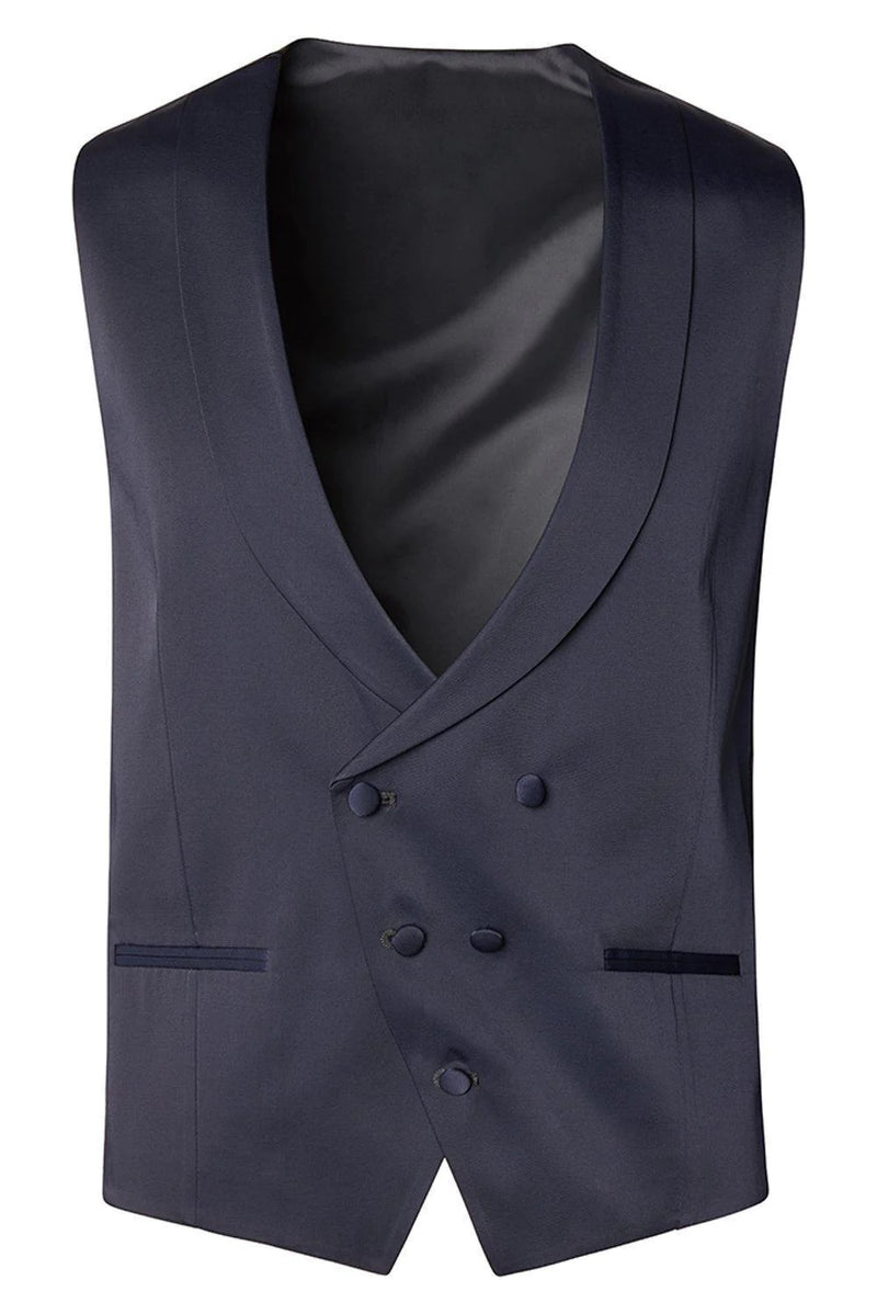 Double Breasted Shawl Lapel Vest - Navy