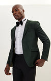 Contrast Textured Tuxedo with Notch Lapel - Green