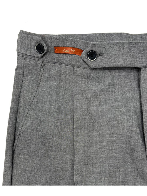 Slim Fit | Pleated Trousers - Grey