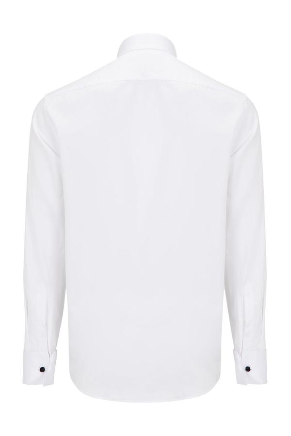 Embroidered Tuxedo Shirt- White/Grey