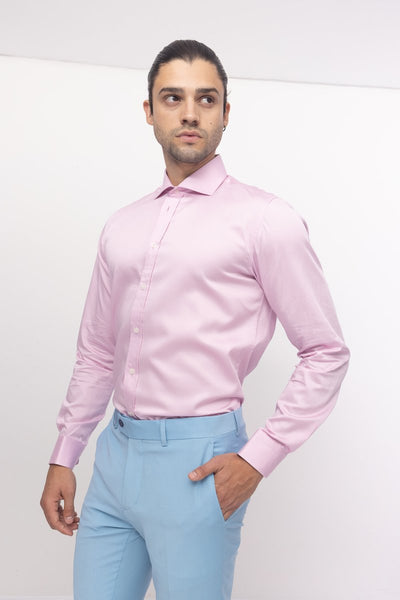Spread Collar Dress Shirt- Pink – dolce MODA