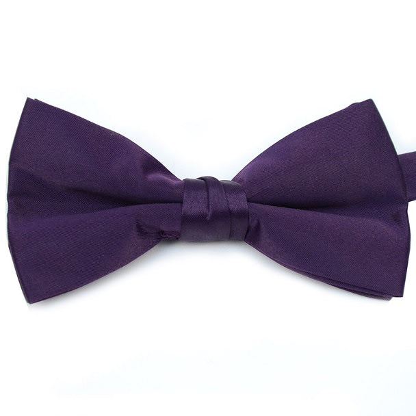 Satin Banded Bow Tie - Dark Purple