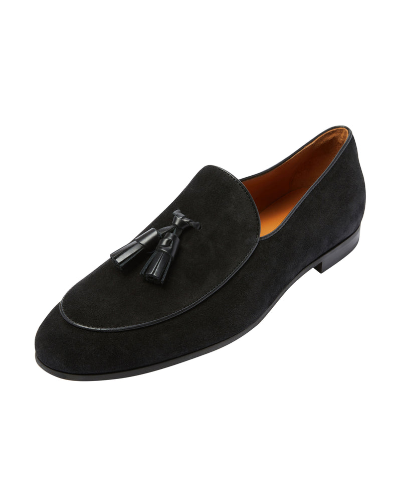 Suede Dress Loafers - Black