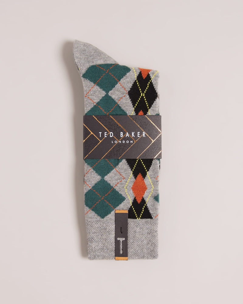 Fair Isle Pattern Socks - Grey