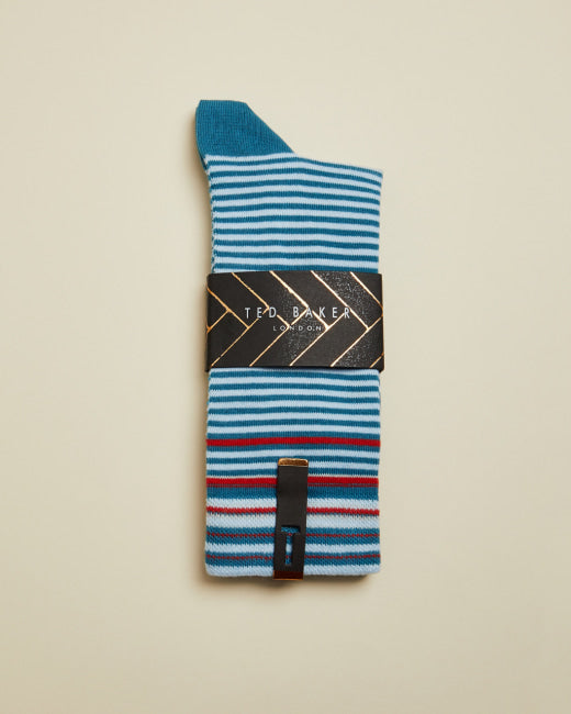 Striped Cotton Socks - Light Blue