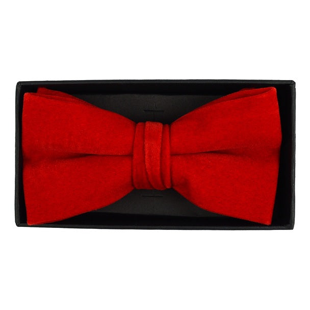 Velvet Banded Bow Tie - Red