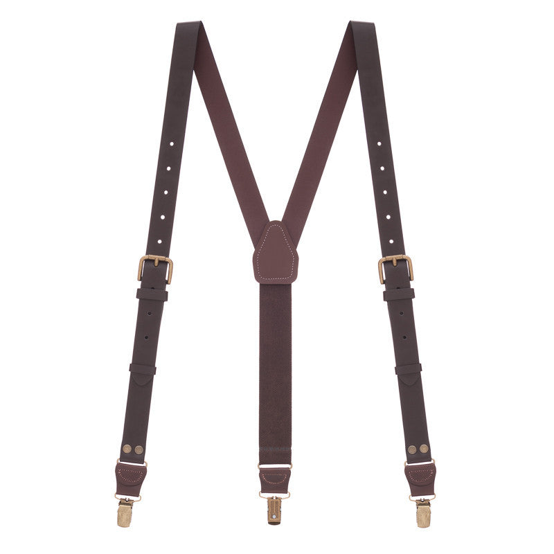 Brown & Brass Leather Suspenders
