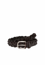 Woven Leather Belt - Chocolate Brown