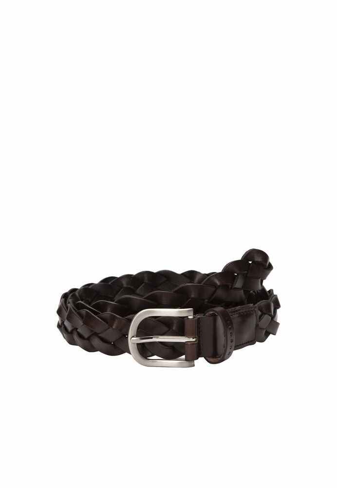 Woven Leather Belt - Chocolate Brown