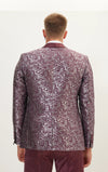 Floral Paisley Shawl Lapel Tuxedo - Burgundy