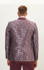 Floral Paisley Shawl Lapel Tuxedo - Burgundy