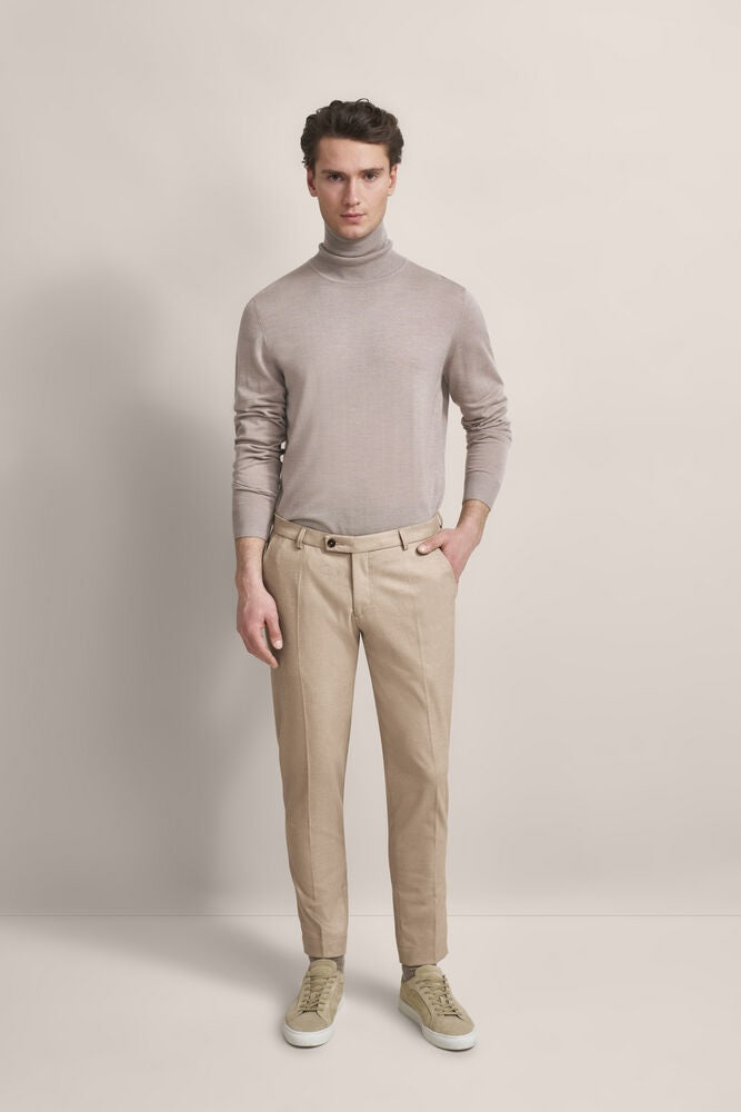 Tapered Brushed Cotton Trousers - Camel