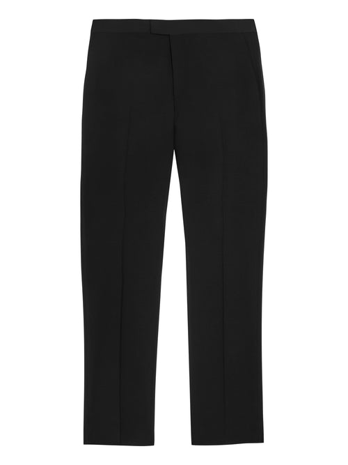 Italian Virgin Wool Peak Tuxedo with Satin Trim - Black