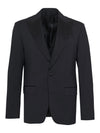 Italian Virgin Wool Peak Tuxedo with Satin Trim - Black