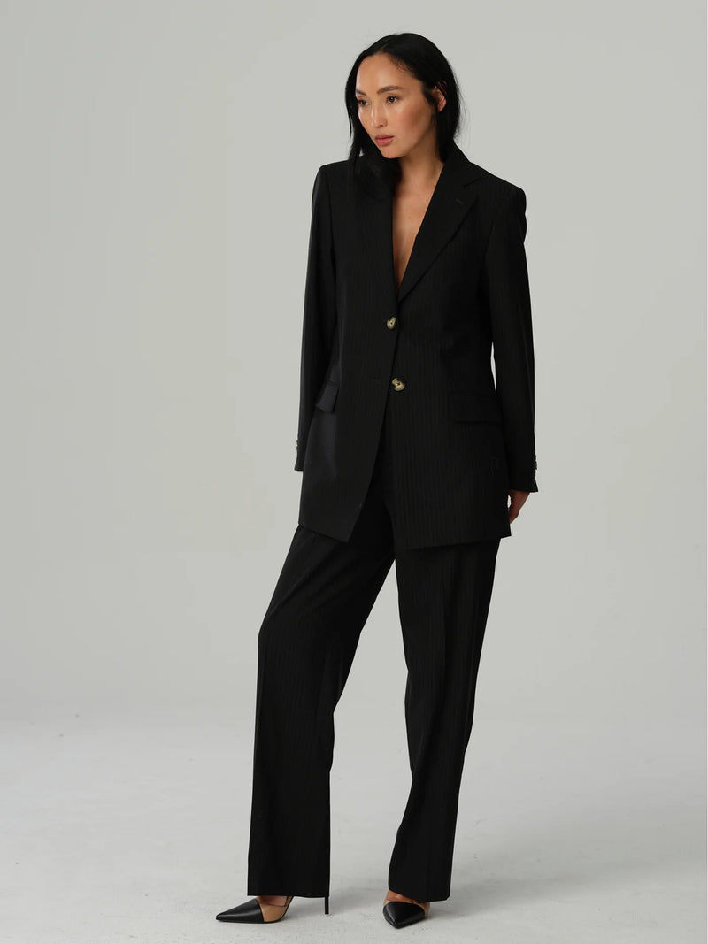 Virgin Wool High Waist Trousers - Black