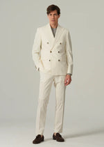 Italian Virgin Wool Double Breasted Peak Suit - Off White