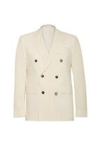 Italian Virgin Wool Double Breasted Peak Suit - Off White