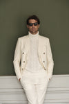 Italian Virgin Wool Double Breasted Peak Suit - Off White