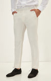 Solid Tuxedo Dress Pants- White