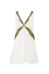 Embroidered V-Neck Mini Dress - Pearl