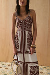 V-Neck Cupro Dress - Print
