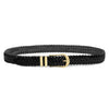Woven Leather Belt with Gold Brushed Buckle - Black