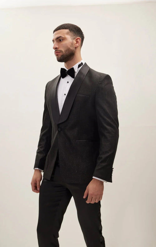 Shawl Speckle Blazer - Black