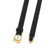 Slim Leather Belt with Brushed Gold Buckle - Black