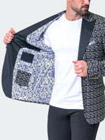 Two-Tone Printed Peak Blazer - Black/White