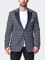 Two-Tone Printed Peak Blazer - Black/White