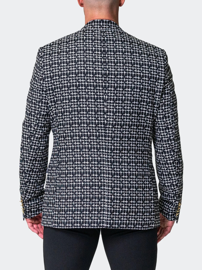 Two-Tone Printed Peak Blazer - Black/White