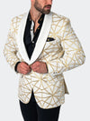 Jacquard Ceremony Shawl Blazer - White/Gold