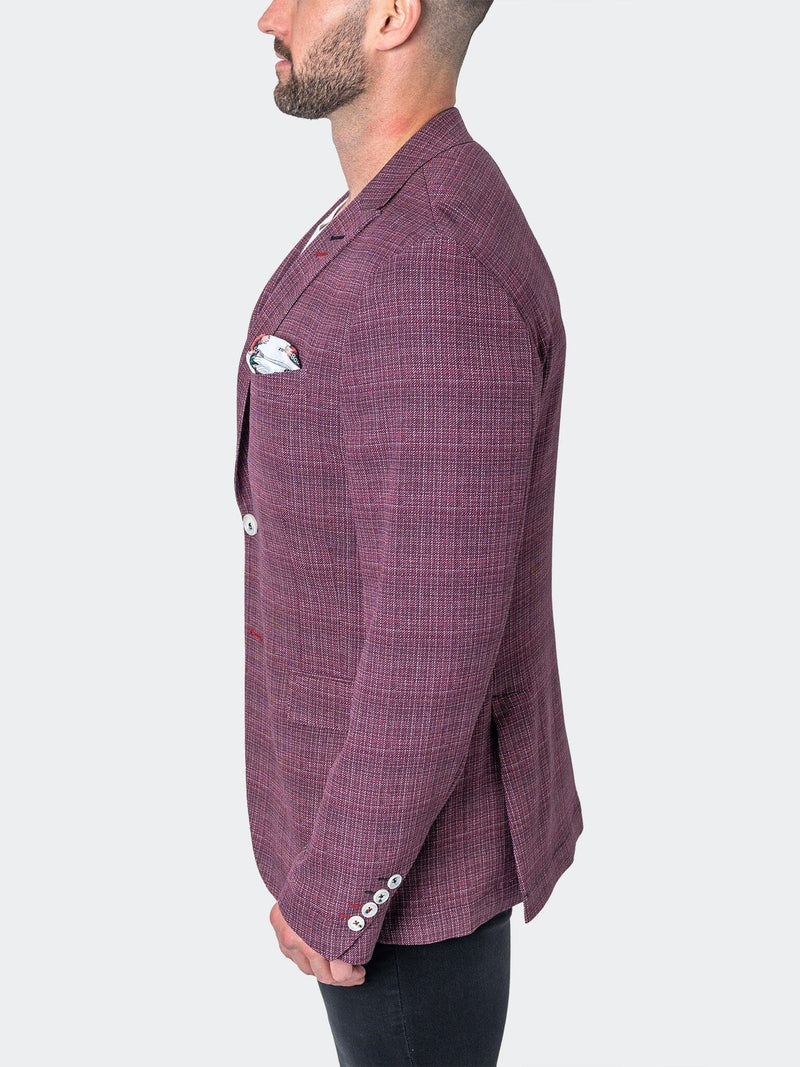 Unconstructed Grid Printed Travel Blazer - Red