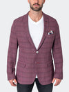 Unconstructed Grid Printed Travel Blazer - Red