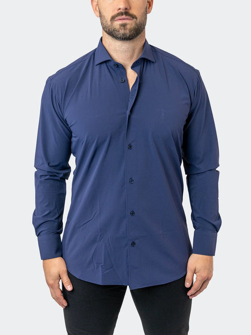 Solid Performance Stretch Long Sleeve Shirt - Navy