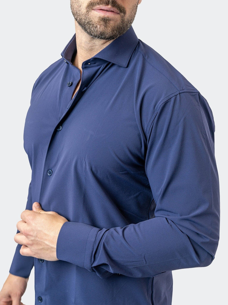 Solid Performance Stretch Long Sleeve Shirt - Navy