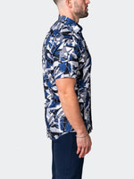Contrast Print Short Sleeve Shirt - Blue